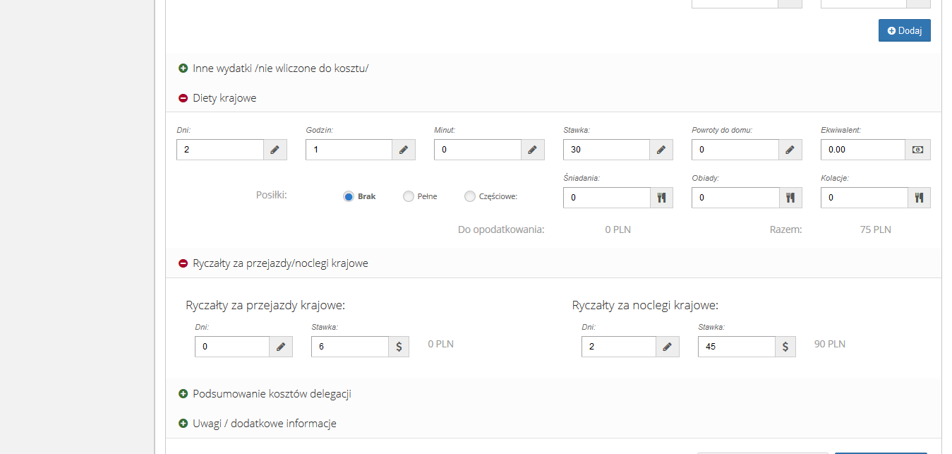 Diety i ryczałty w delegacji krajowej