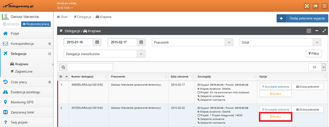 Rozliczenie delegacji krajowej