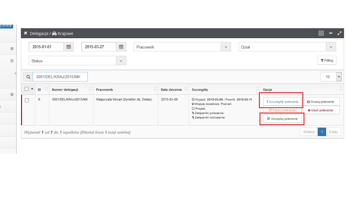 Zatwierdzenie polecenia wyjazdu sluzbowego